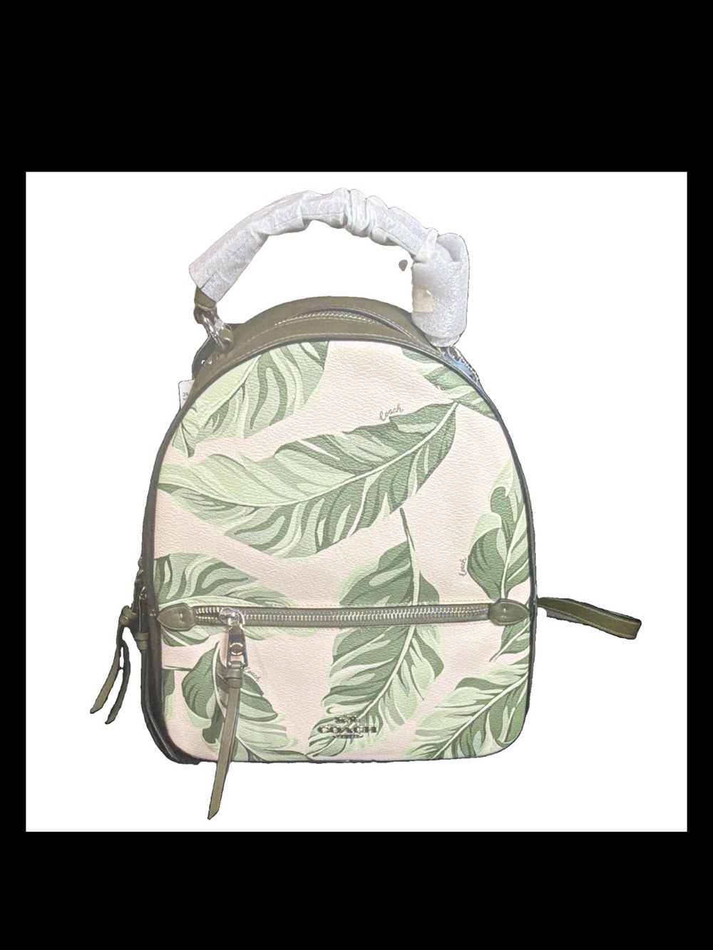Coach Mini Backpack in Green Leaf Print
